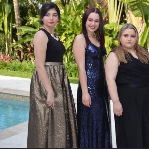 Calvin Klein black & gold evening dress - Picture 2 of 9